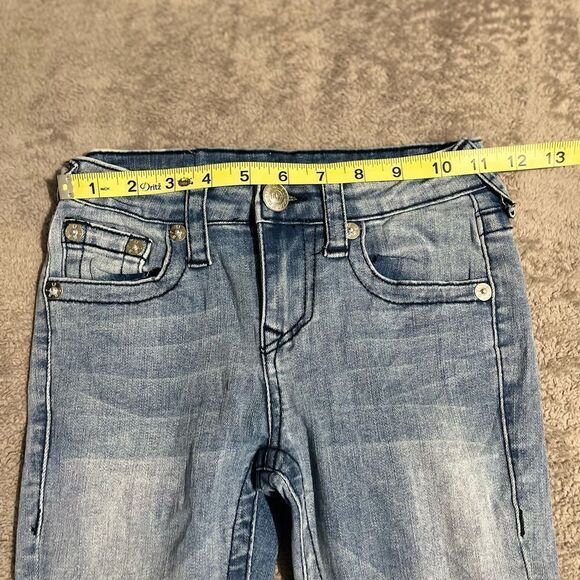 True Religion Girls Blue Denim Jeans Skinny Wash Distressed Size 7 (F6) - Picture 7 of 12